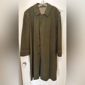 Men's Olive Wool Blend Pea Coat